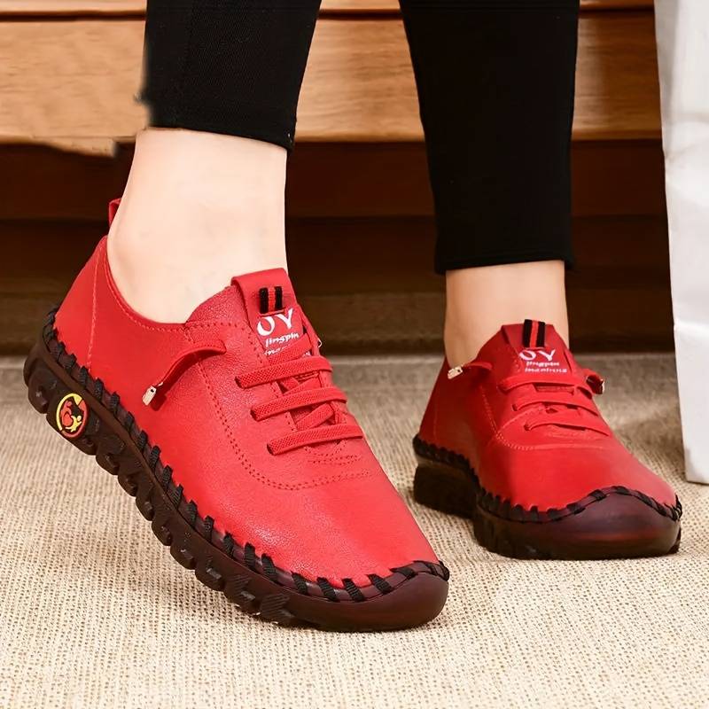 Chaussures de Marche Orthopédiques Flexibles en Rouge - Sneakers Confortables et Respirantes pour Femme