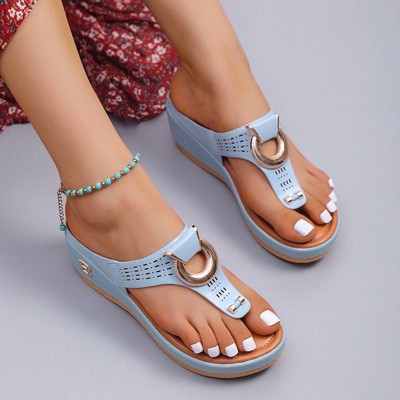 Sandales Orthopédiques à Plateforme en Bleu - Confort et Élégance pour Femme