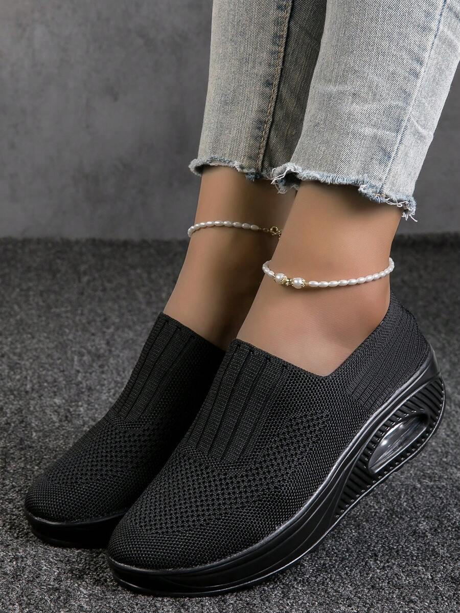 Baskets Orthopédiques Légères et Respirantes en noir - Chaussures en Maille avec Semelle à Coussin d'Air