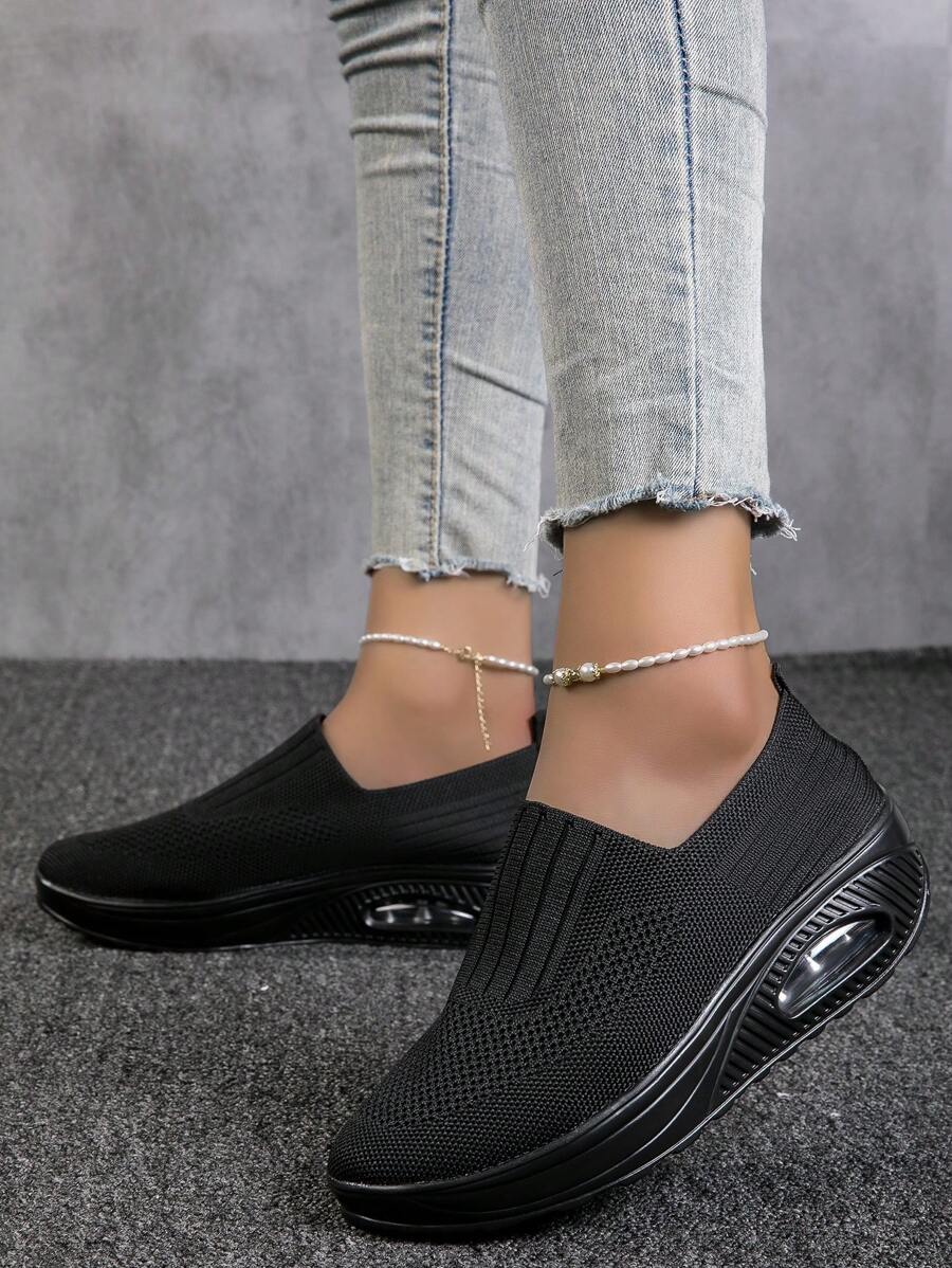 Baskets Orthopédiques Légères et Respirantes en noir - Chaussures en Maille avec Semelle à Coussin d'Air