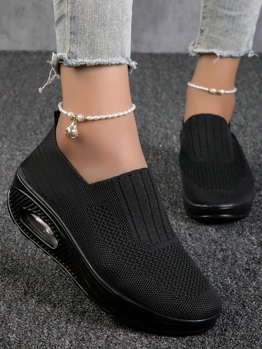 Baskets Orthopédiques Légères et Respirantes en noir - Chaussures en Maille avec Semelle à Coussin d'Air