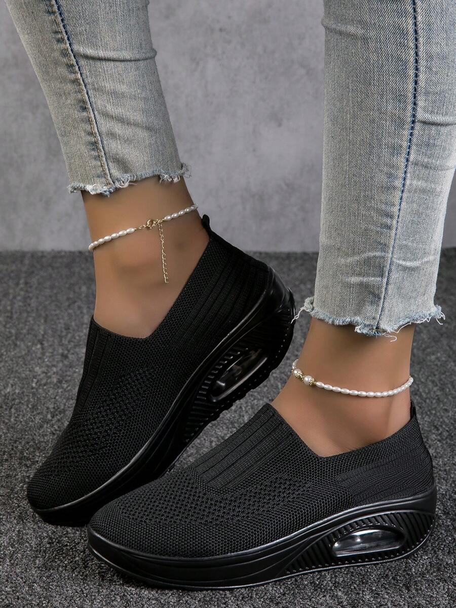 Baskets Orthopédiques Légères et Respirantes en noir - Chaussures en Maille avec Semelle à Coussin d'Air