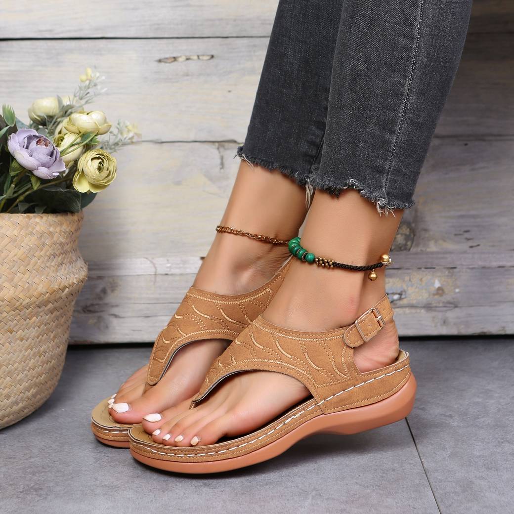 Sandales Orthopédiques Légères et Élégantes en Beige - Tongs Confortables avec Boucle Réglable