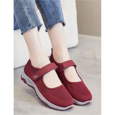 Chaussures de Marche Orthopédiques Respirantes à Scratch Rouges pour Femmes - Confort et Soutien Ultimes