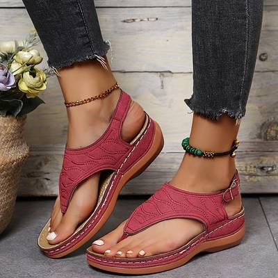 Sandales Orthopédiques Légères et Élégantes en Rouge - Tongs Confortables avec Boucle Réglable