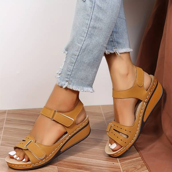 Sandales Compensées Orthopédiques en Marron - Élégance et Confort Absolu pour Femme