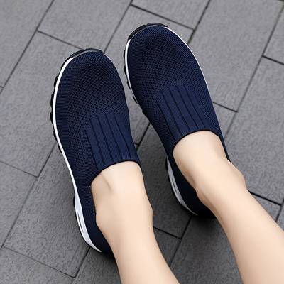 Baskets Orthopédiques Semelle à Bascule Femme - Bleu Marine - Sans Lacets & Coussin d'Air