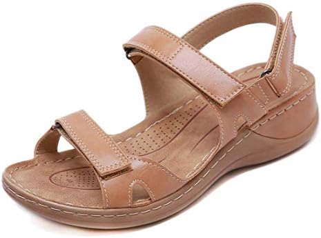 Sandales Orthopédiques Confortables Marrons à Scratch pour Femmes