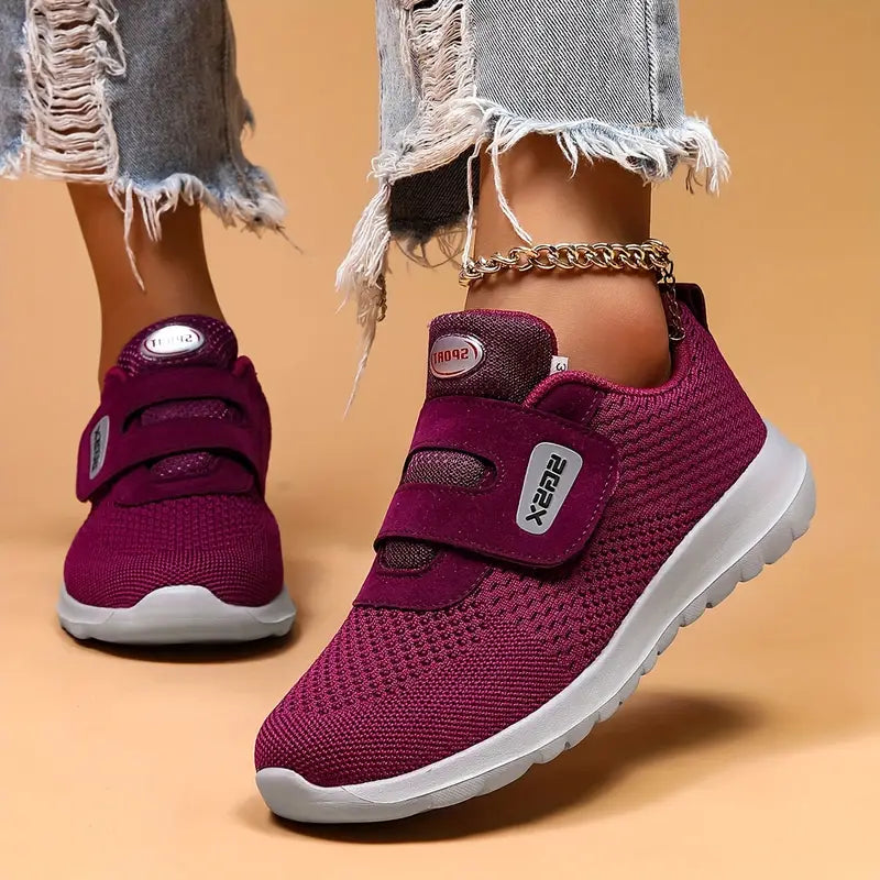 Baskets légères et respirantes à scratch pour femme en Violet - Confort et style décontracté