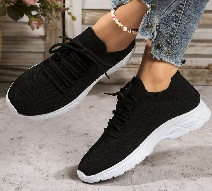 Baskets Noires Respirantes à Semelle Épaisse Orthopédique - Confort et Style Moderne