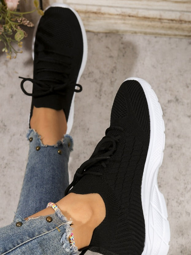 Baskets Noires Respirantes à Semelle Épaisse Orthopédique - Confort et Style Moderne