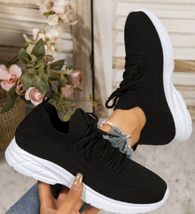 Baskets Noires Respirantes à Semelle Épaisse Orthopédique - Confort et Style Moderne