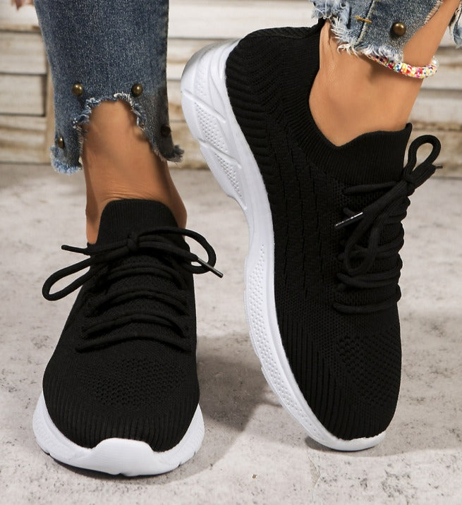 Baskets Noires Respirantes à Semelle Épaisse Orthopédique - Confort et Style Moderne