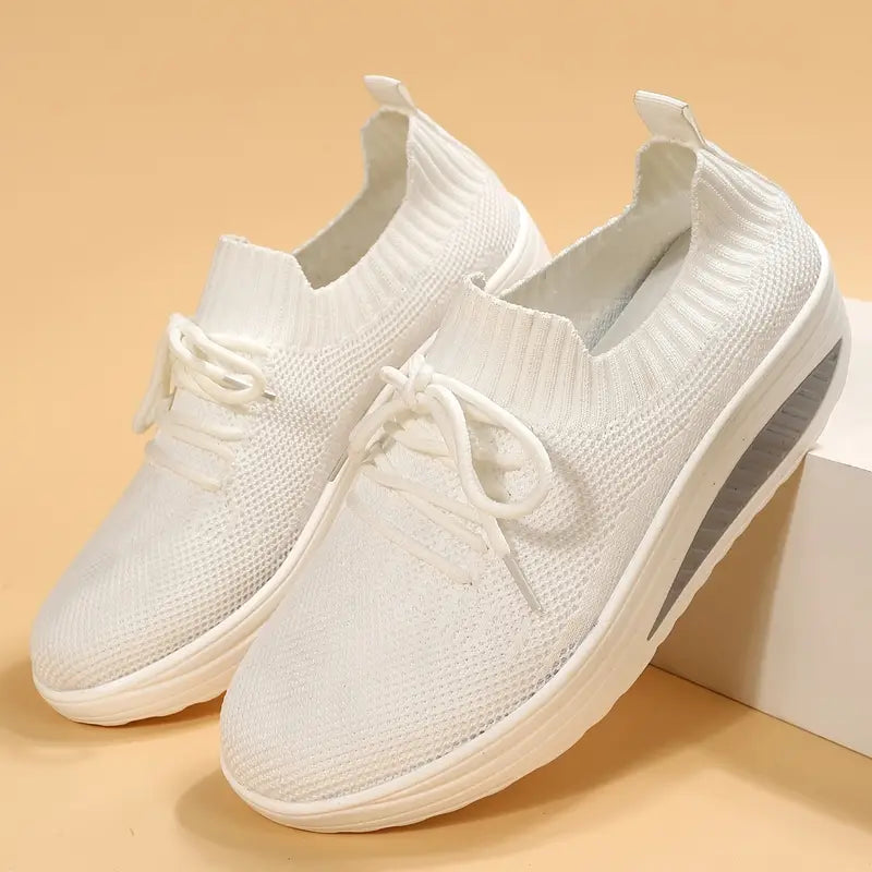 Baskets Blanches Respirantes à Semelle Épaisse Orthopédique - Confort et Style Moderne