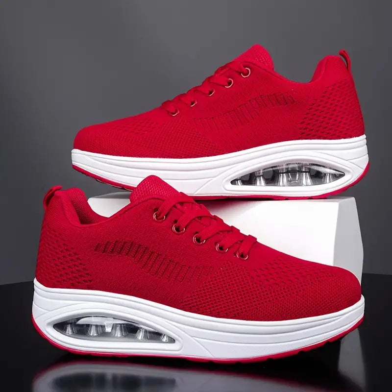 Baskets Orthopédiques Femme Confort Respirant Semelle Air - Rouge