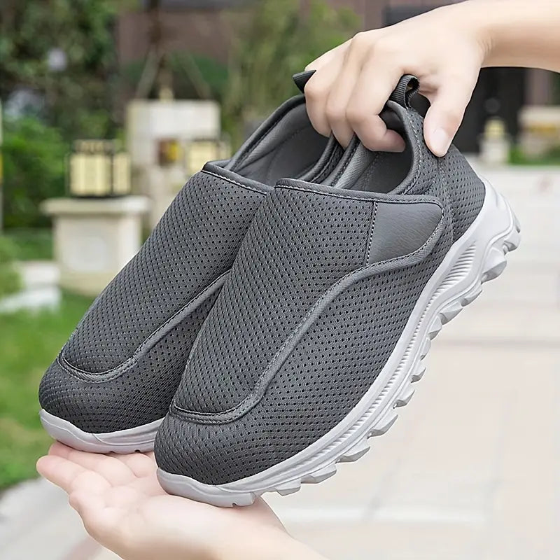 Baskets Orthopédiques Respirantes pour Homme en Gris - Confort et Maintien Optimal