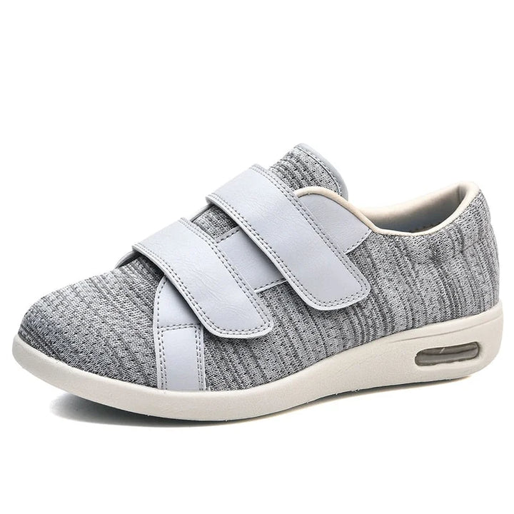 Chaussons / Chaussures Orthopédiques Respirantes à Scratch Gris pour Seniors - Confort et Maintien Idéaux