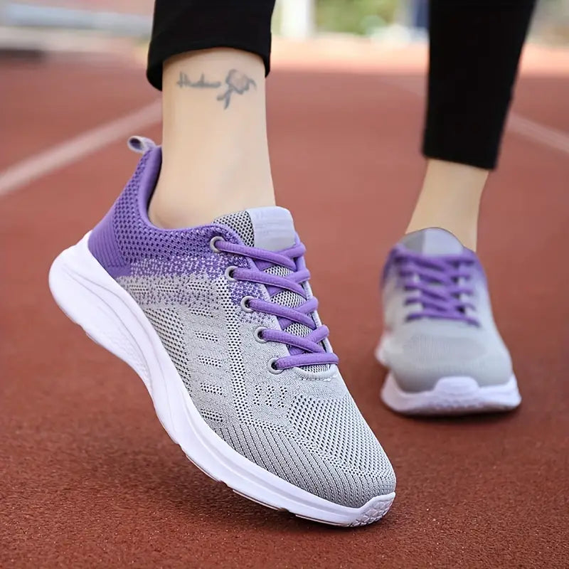 Baskets Orthopédiques Gris et Violet Respirantes - Confort et Soutien