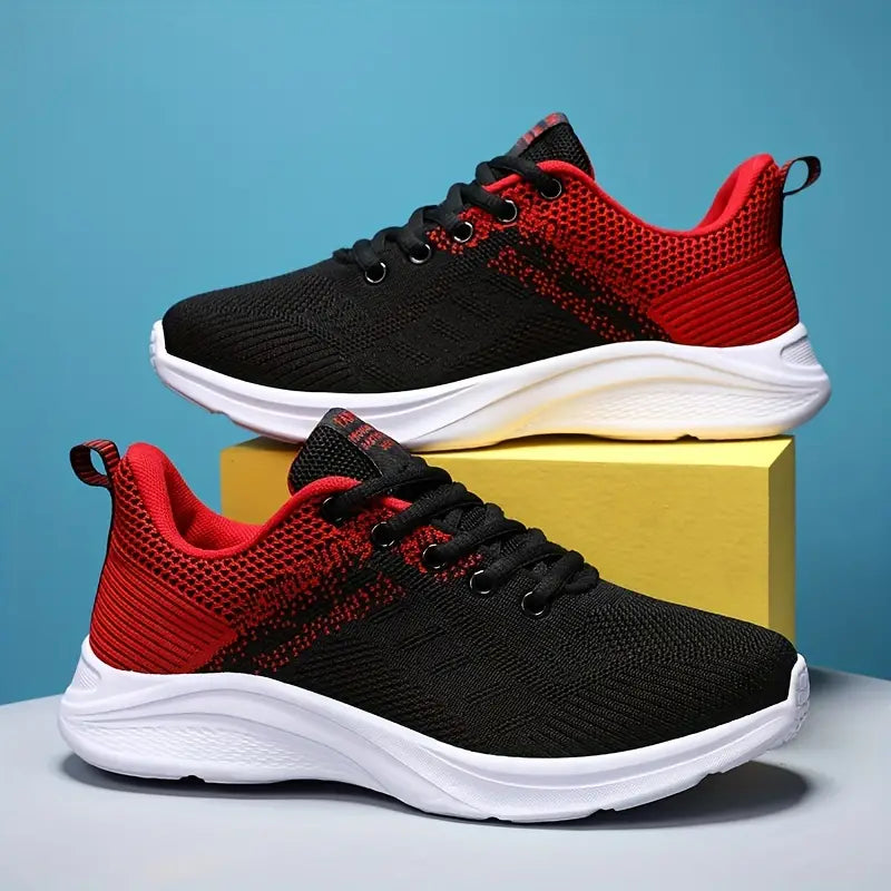 Baskets Orthopédiques Noires et Rouges Respirantes - Confort et Soutien