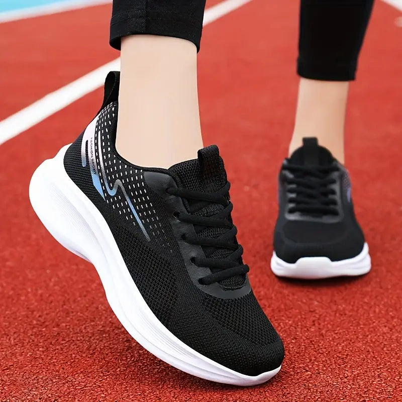 Baskets Orthopédiques Femme Respirantes en Maille Noir - Confort et Soutien Optimal