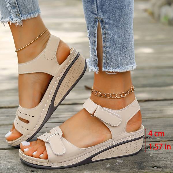 Sandales Compensées Orthopédiques en Beige - Élégance et Confort Absolu pour Femme
