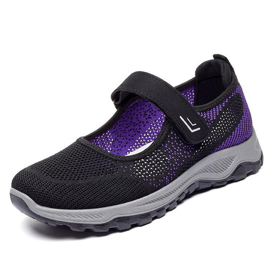 Chaussures de Marche Orthopédiques Respirantes à Scratch Noires pour Femmes - Confort et Soutien Ultimes