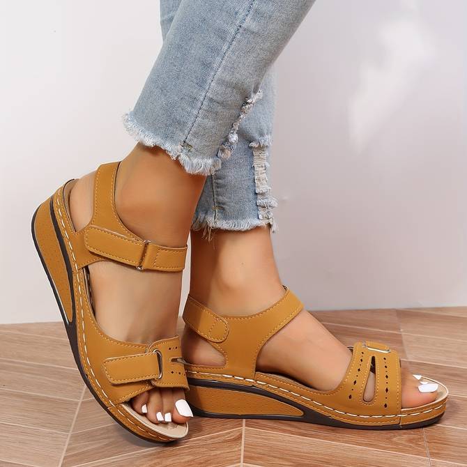 Sandales Compensées Orthopédiques en Marron - Élégance et Confort Absolu pour Femme