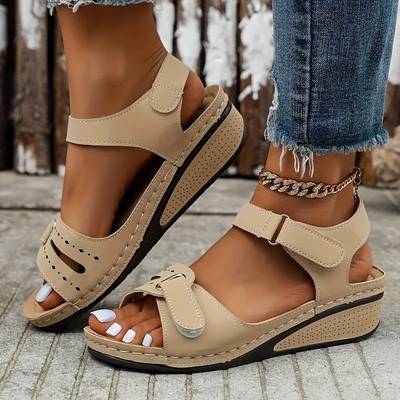 Sandales Compensées Orthopédiques en Beige - Élégance et Confort Absolu pour Femme