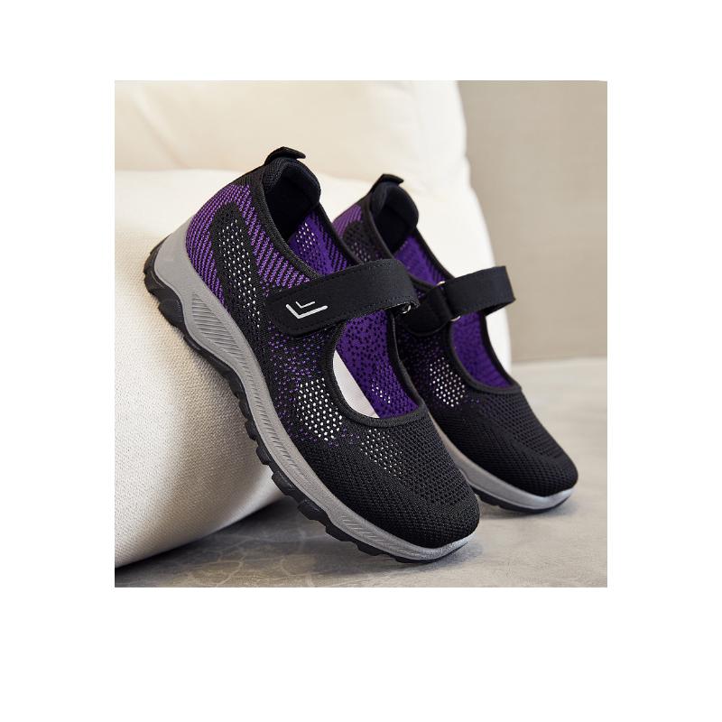 Chaussures de Marche Orthopédiques Respirantes à Scratch Noires pour Femmes - Confort et Soutien Ultimes