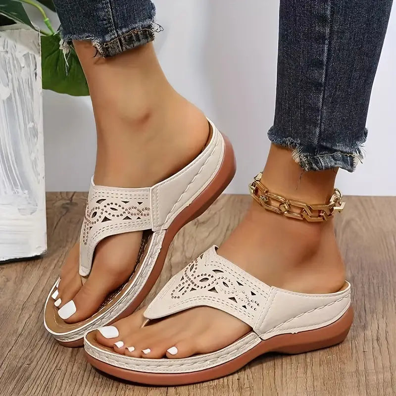 Sandales Orthopédiques Luxe Confort en Beige – Sandales de Marche Élégantes et Confortables