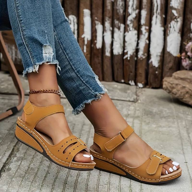 Sandales Compensées Orthopédiques en Marron - Élégance et Confort Absolu pour Femme