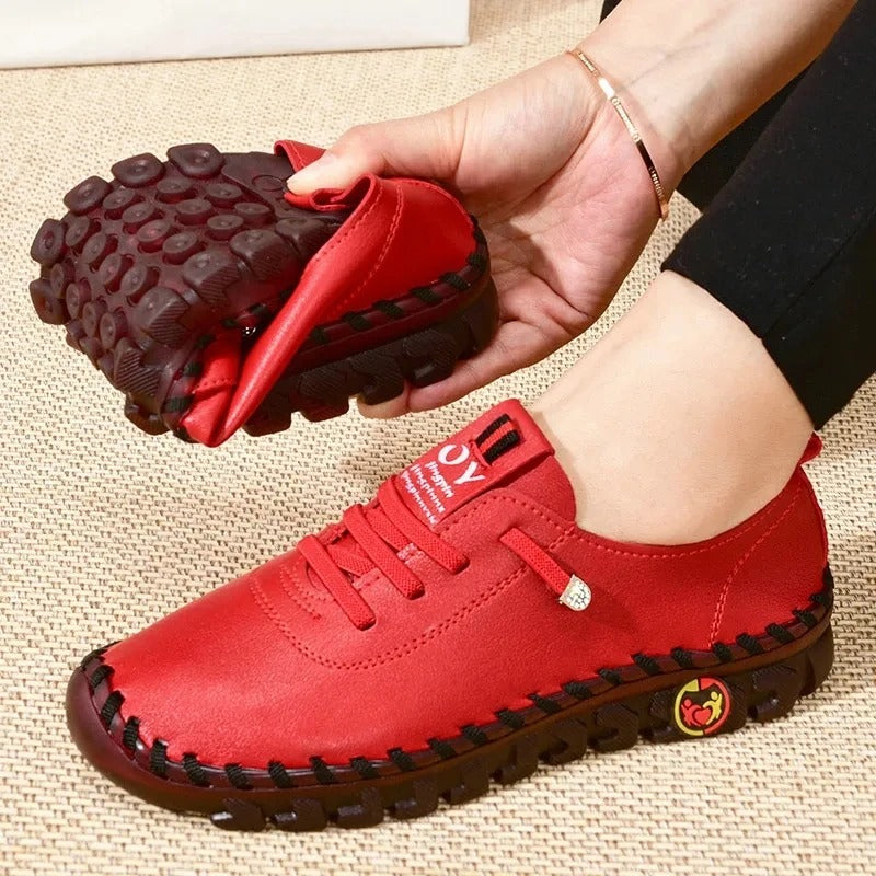 Chaussures de Marche Orthopédiques Flexibles en Rouge - Sneakers Confortables et Respirantes pour Femme