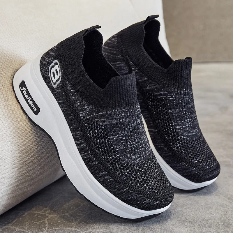 Baskets Orthopédiques Respirantes pour Femme - Confort et Style en Noir