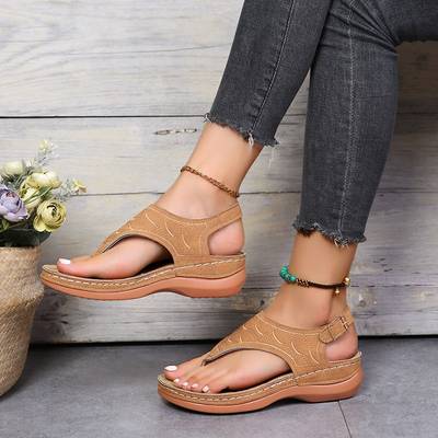 Sandales Orthopédiques Légères et Élégantes en Beige - Tongs Confortables avec Boucle Réglable