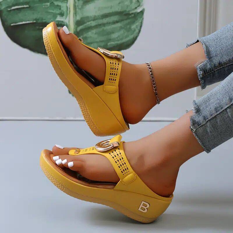 Sandales Orthopédiques à Plateforme en Jaune - Confort et Élégance pour Femme