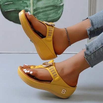 Sandales Orthopédiques à Plateforme en Jaune - Confort et Élégance pour Femme