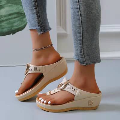 Sandales Orthopédiques à Plateforme en Beige - Confort et Élégance pour Femme