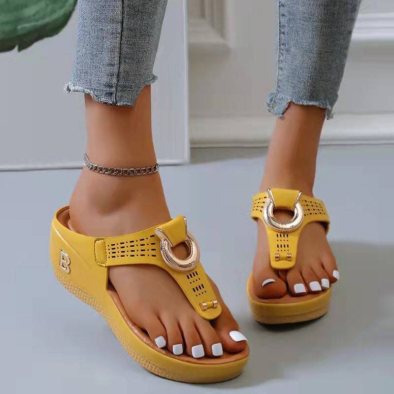 Sandales Orthopédiques à Plateforme en Jaune - Confort et Élégance pour Femme