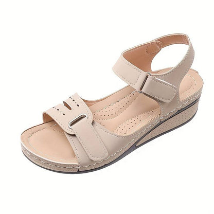 Sandales Compensées Orthopédiques en Beige - Élégance et Confort Absolu pour Femme