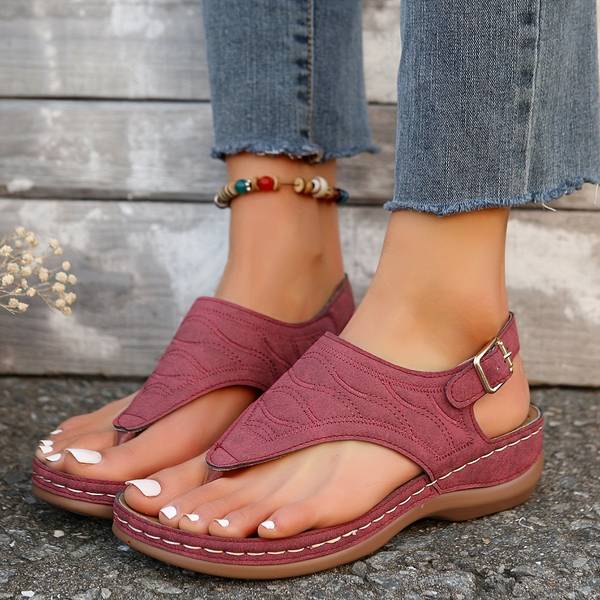 Sandales Orthopédiques Légères et Élégantes en Rouge - Tongs Confortables avec Boucle Réglable