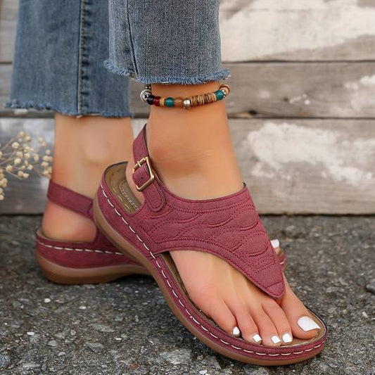 Sandales Orthopédiques Légères et Élégantes en Rouge - Tongs Confortables avec Boucle Réglable