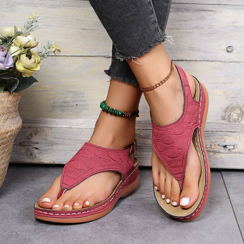 Sandales Orthopédiques Légères et Élégantes en Rouge - Tongs Confortables avec Boucle Réglable