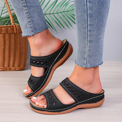 Sandales Orthopédiques Élégance Confort en Noir – Sandales de Marche Légères et Stylées