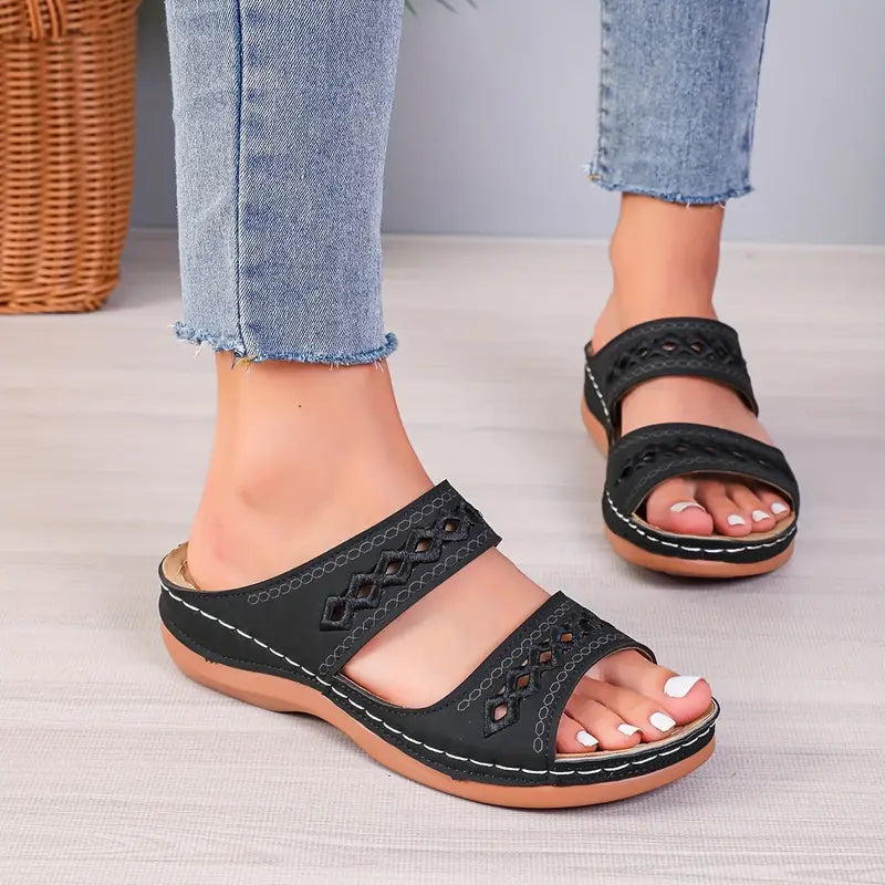 Sandales Orthopédiques Élégance Confort en Noir – Sandales de Marche Légères et Stylées