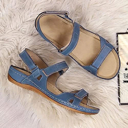 Sandales Orthopédiques Confortables Bleues à Scratch pour Femmes