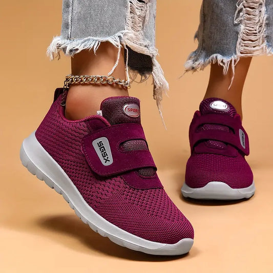 Baskets légères et respirantes à scratch pour femme en Violet - Confort et style décontracté
