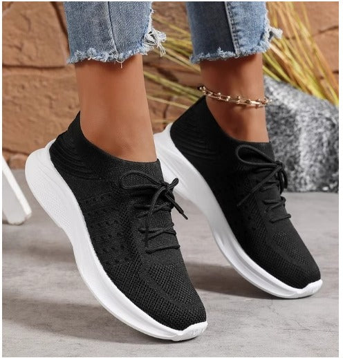 Baskets Noires Respirantes à Semelle Épaisse Orthopédique - Confort et Style Moderne