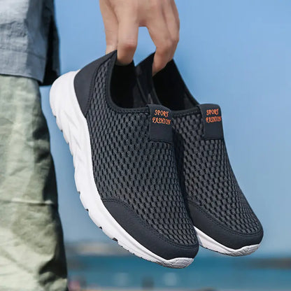 Baskets Orthopédiques Légères Sans Lacets en Maille Respirante Bleu - Confort et Souplesse