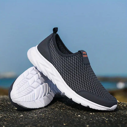 Baskets Orthopédiques Légères Sans Lacets en Maille Respirante Bleu - Confort et Souplesse