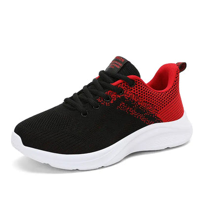 Baskets Orthopédiques Noires et Rouges Respirantes - Confort et Soutien